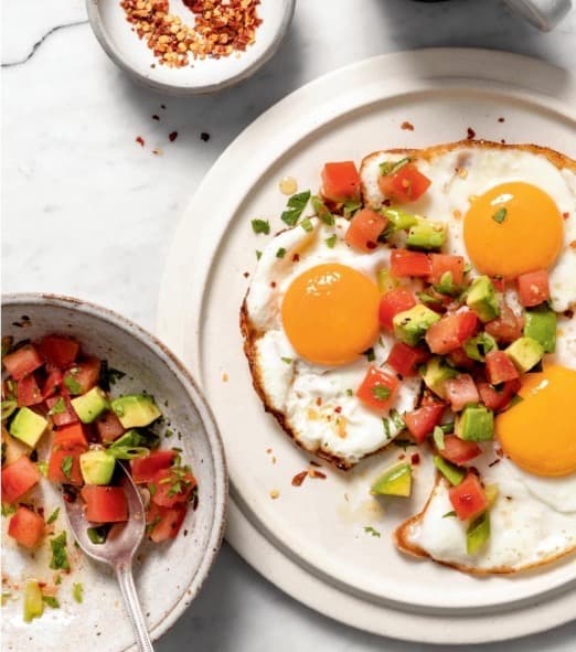 Fried Eggs with Avocado and Tomato Salsa