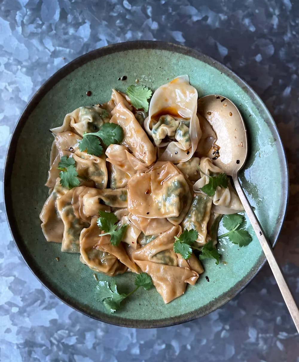 Gingery Wontons in Chile Oil