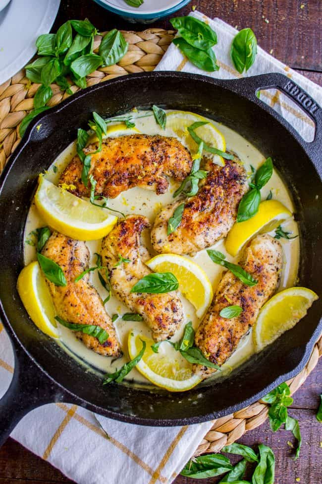 Lemon Chicken in Basil Cream Sauce