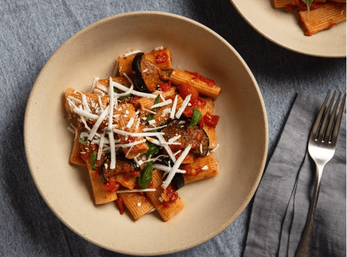 Pasta Alla Norma (Sicilian Pasta With Eggplant, Tomatoes, and Ricotta Salata)