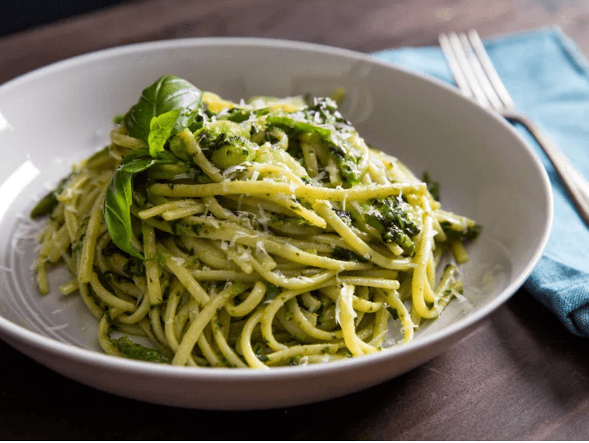 Pesto Pasta with Potatoes and Green Beans