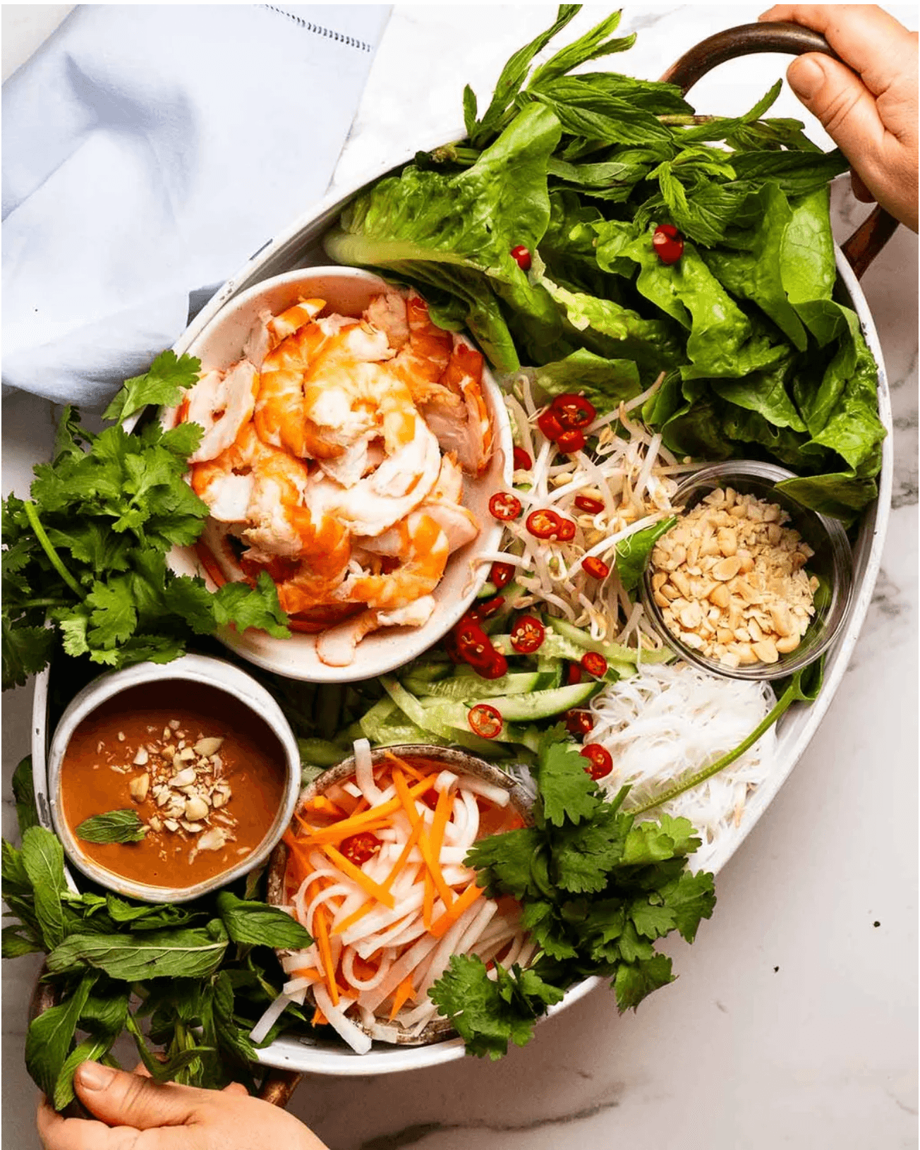 Shrimp Lettuce Wraps with Peanut Sauce