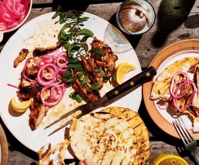 Spiced, Grilled, & Swaddled Chicken Thighs with the Works